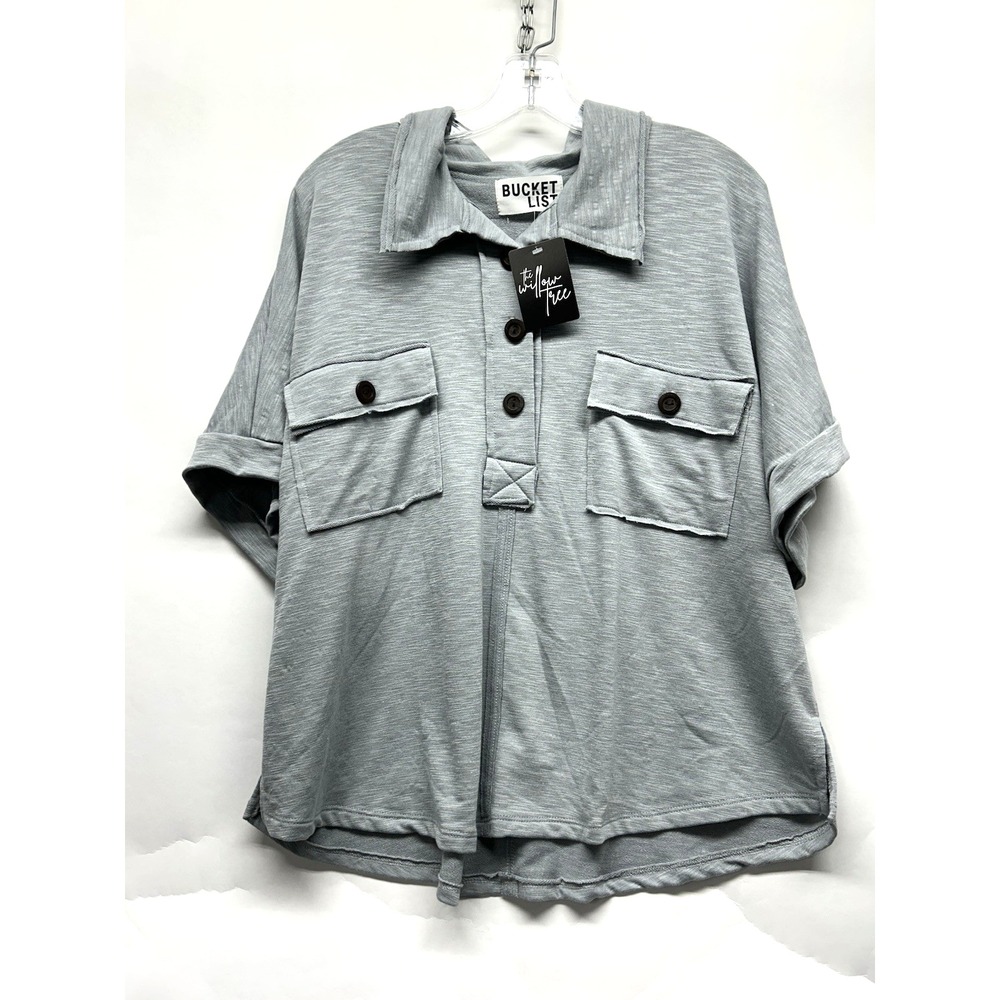 Bucket List Women's Medium Grey Polyester Blend Polo (E7)